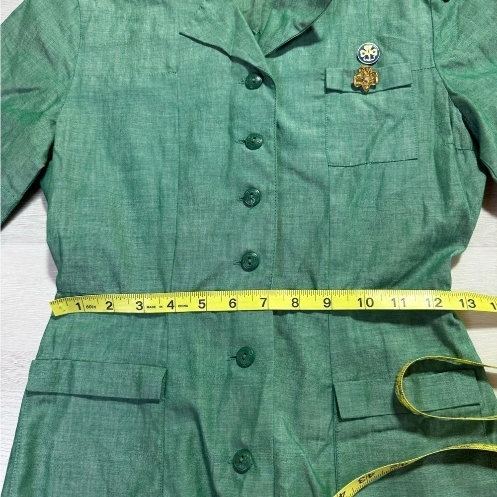 Vintage Green Girl Scout Uniform Dress 1950's Memoribilia, Size 10